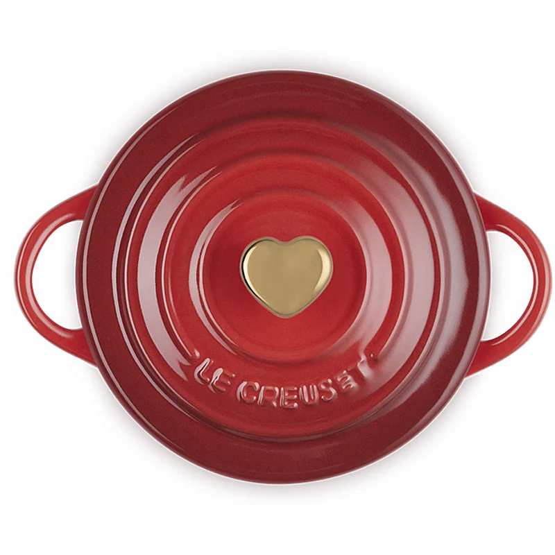 Le Creuset Mini Cocotte 10 cm Kirschrot mit Herzknopf