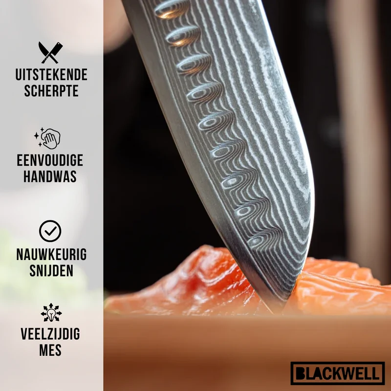 Blackwell Messerset (Santokumesser + Gemüsemesser / Nakirimesser) – Japanischer Stil – 67 Lagen Damaszenerstahl – VG10 – 2-teilig