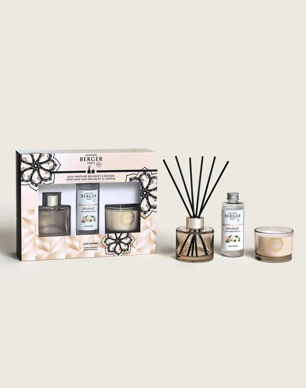 Maison Berger Geschenkset – Duftstäbchen & Duftkerze – Eternity Nude – Lady Flower