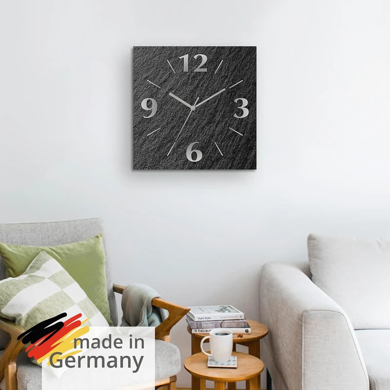 ARTLAND Wanddeko Wanduhr ohne Tickgeräusche Alu Funkuhr 30x30 cm Quadratisch Lautlos analoge Funkuhr