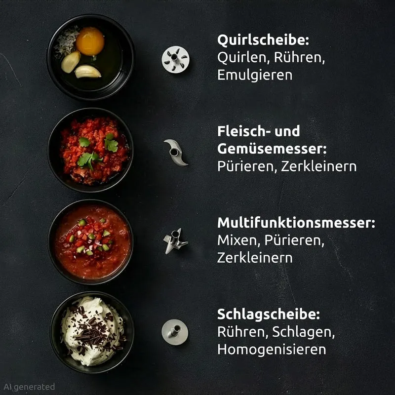 bamix Stabmixer Set M350 MAXX inkl. Multifunktions-, Fleisch-, Gemüsemesser, Quirl, Schlagscheibe au