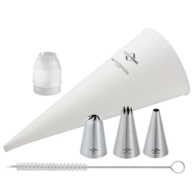 KÜCHENPROFI BAKE Spritzbeutel-Set 5-tlg., Tortendekoration leicht gemacht, inkl. Profi-Spritzbeutel