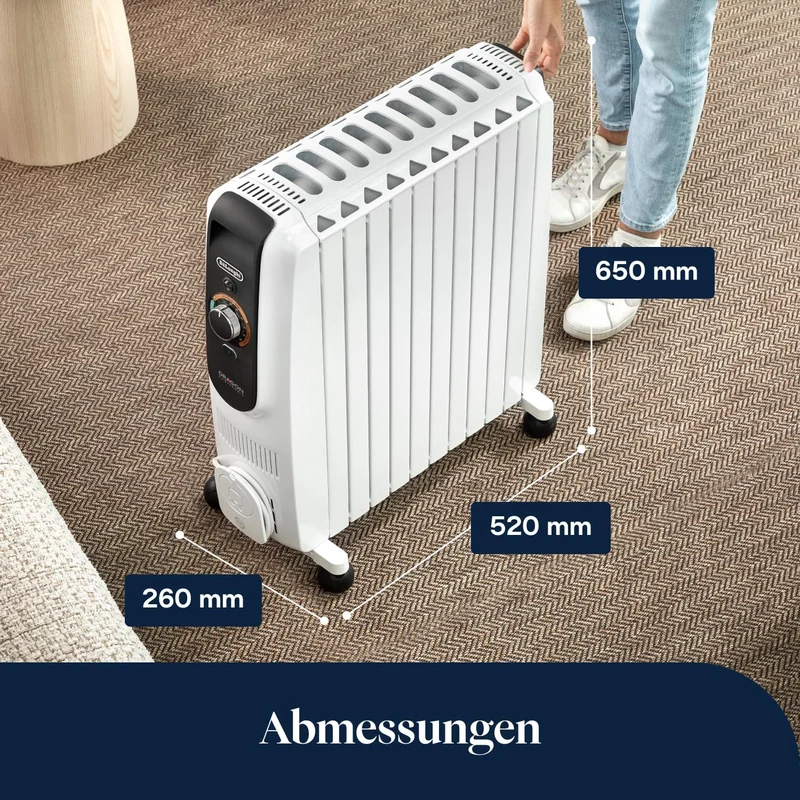 De'Longhi Dragon EasyTronic – Ölheizer für Räume bis 75m³, Elektroheizung mit Sicherheitsthermostat,
