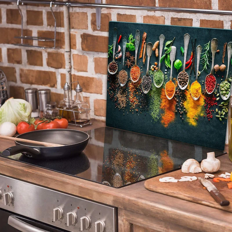 TMK ArtDeko Herdabdeckplatte 1 Teilig 60x52 cm - Spritzschutz Herdabdeckung – Herdschutz aus Sicherh