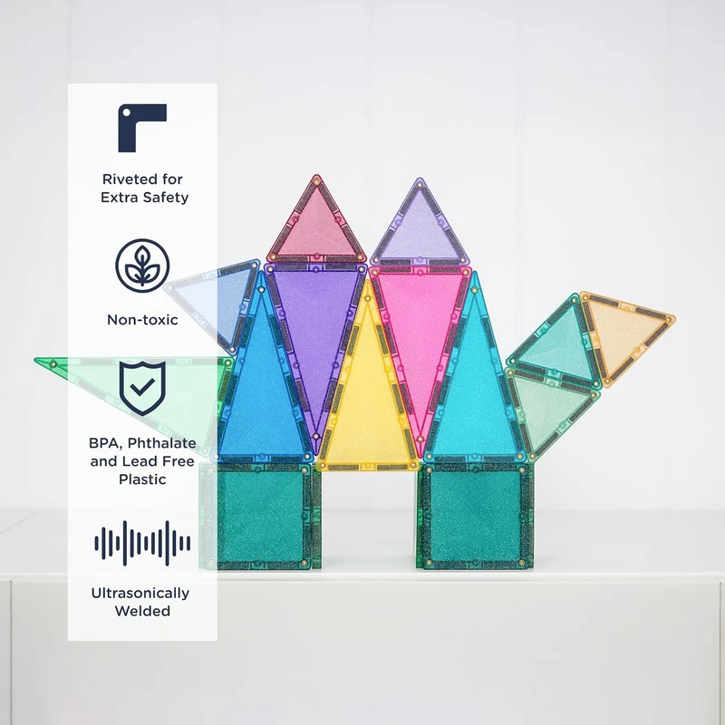 CONNETIX Magnetische Fliesen Glitzer Schloss Paket, 48 Stück
