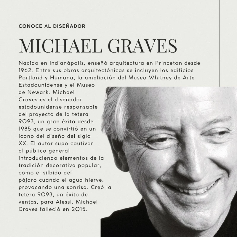 Lechera de acero inoxidable 9096 de Michael Graves Alessi