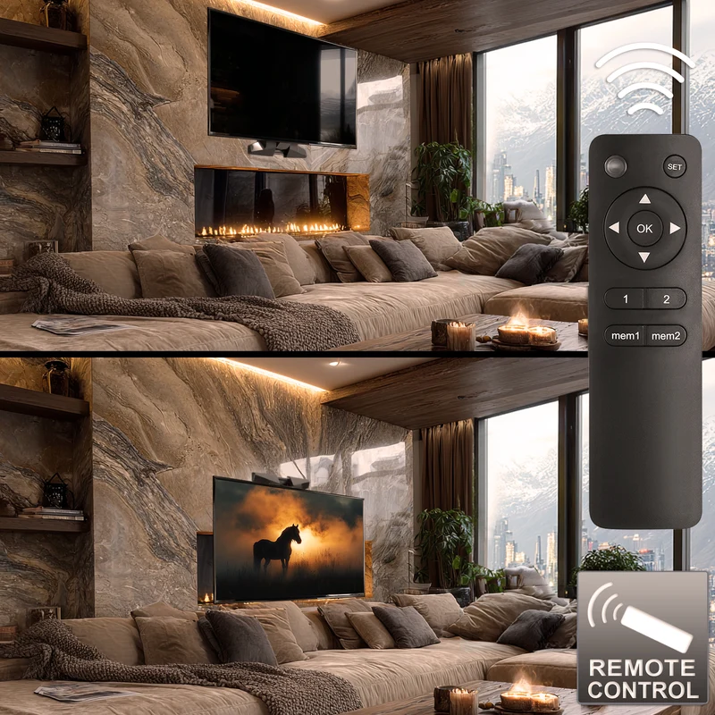 Maclean MC-891 Electric TV Wall Mount Bracket Remote 37''-70" VESA 35kg Over Fireplace Pull Down TV Holder EU plug