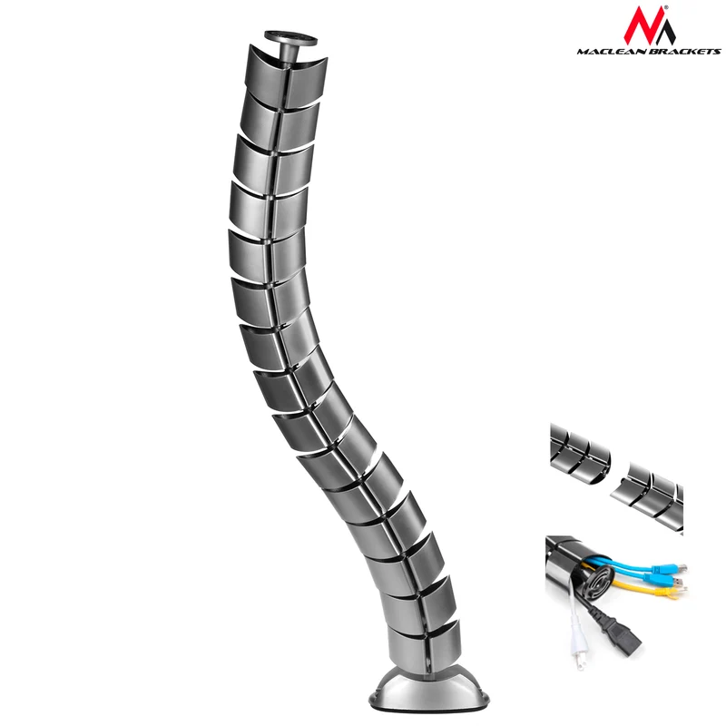 Maclean MC-768 Organizer Cable cover S for office, desk Silver 75cm