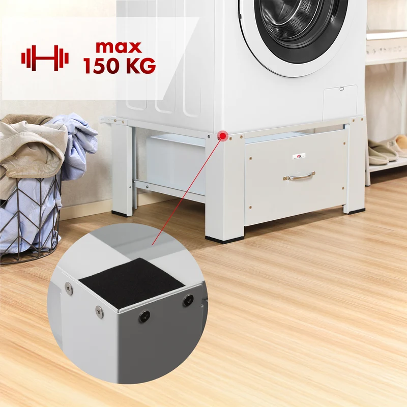 Maclean Washer/Dryer Base with Drawer, max. load 150 kg, white, MC-117 W