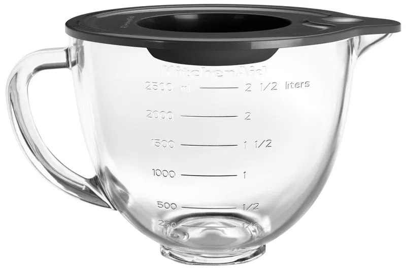 KitchenAid Zubehör Klar-Glasschüssel 3,3 L für KitchenAid MINI mit Griff + Silikondeckel (5KSM35GB)