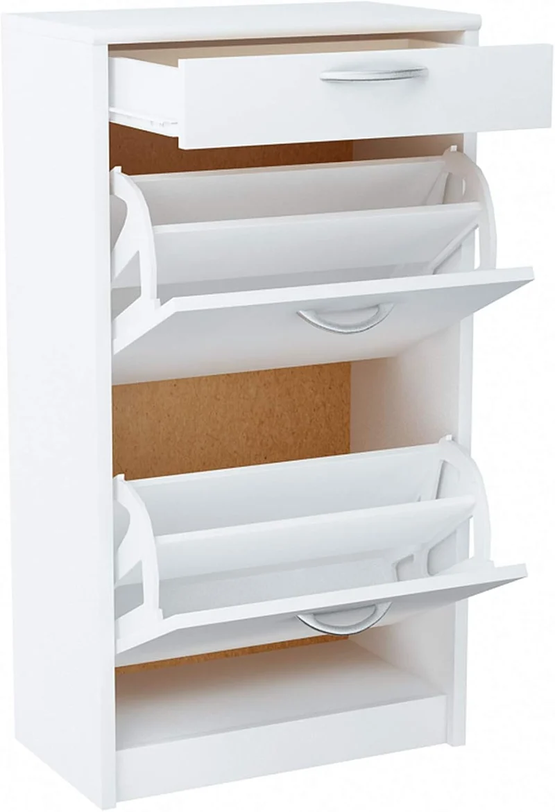 MATKAM Schuhschrank 2D1S in moderner Optik, B 50 x H 92 x T 28 cm, laminierte Möbelplatte 16 mm, mit