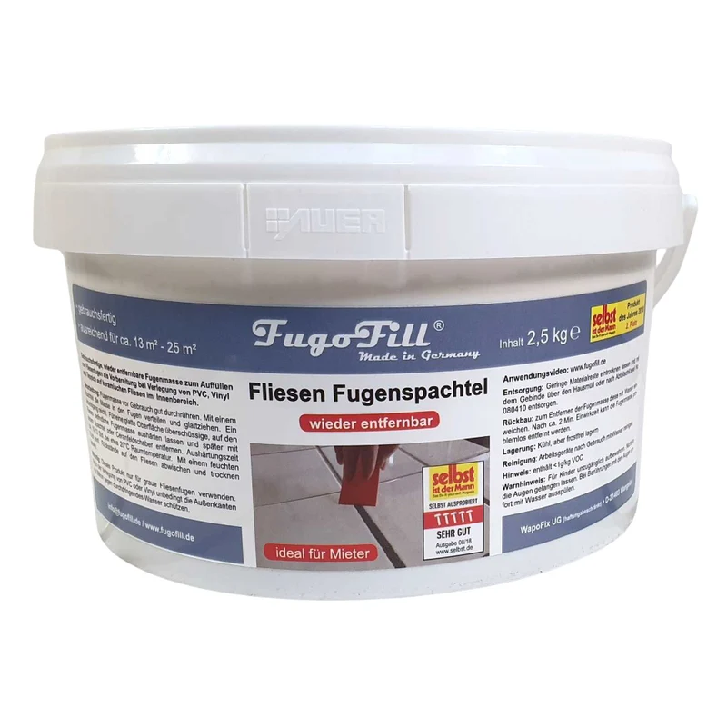 FugoFill removable tile grout, ready to use, 2.5kg, gray