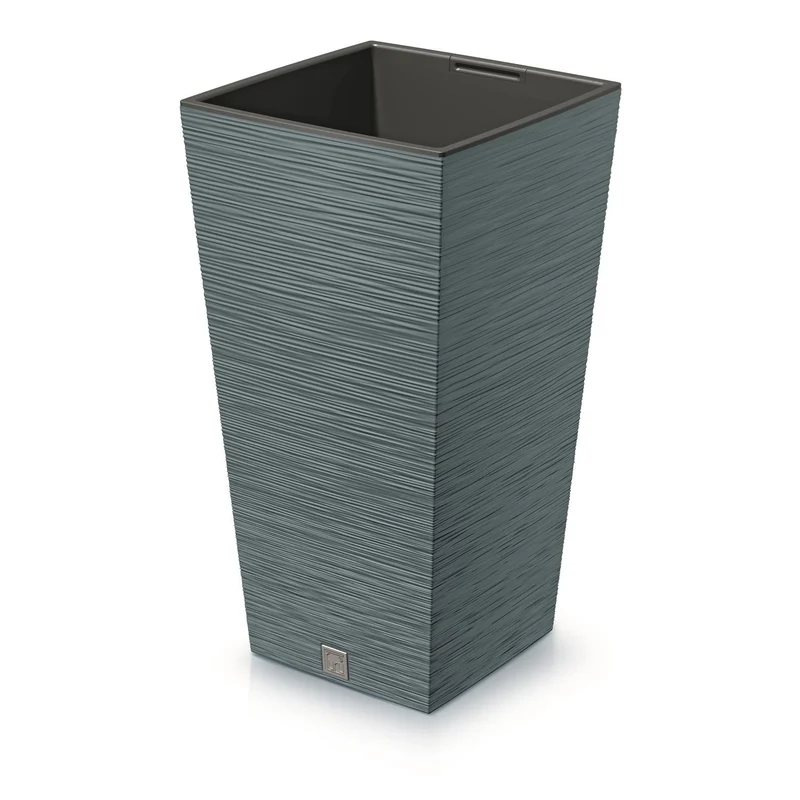 Prosperplast DFSH240-5415C Tall Planter Flower Pot with Insert 19L Scandinavian Blue Colour 24x24x45cm Indoor Outdoor Garden Home Patio Balcony Weatherproof