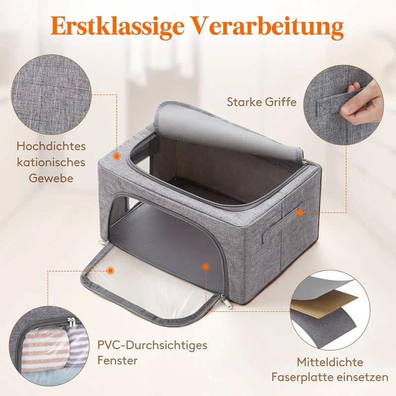 Lifewit 25L Aufbewahrungsbox mit Deckel, Kleidung Aufbewahrung, Faltbare Kleideraufbewahrung mit Met