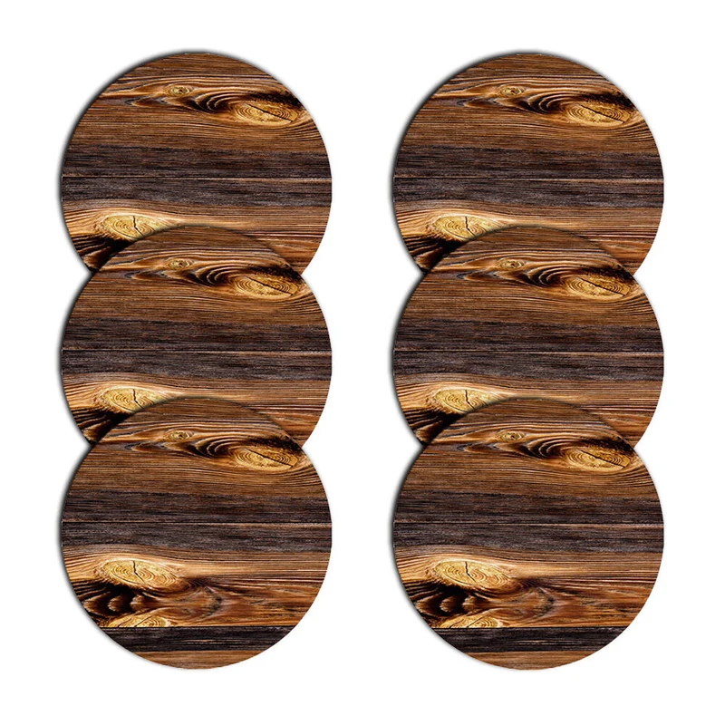 Bertoni Table Mat Set, Placemats, Under Plate Mats, 6 Pieces, Round, 33 cm, Wood