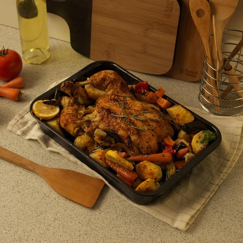 Russell Hobbs Romano Tiefer Bräter 36 cm – Spülmaschinenfeste Ofenform mit Antihaftbeschichtung, rec