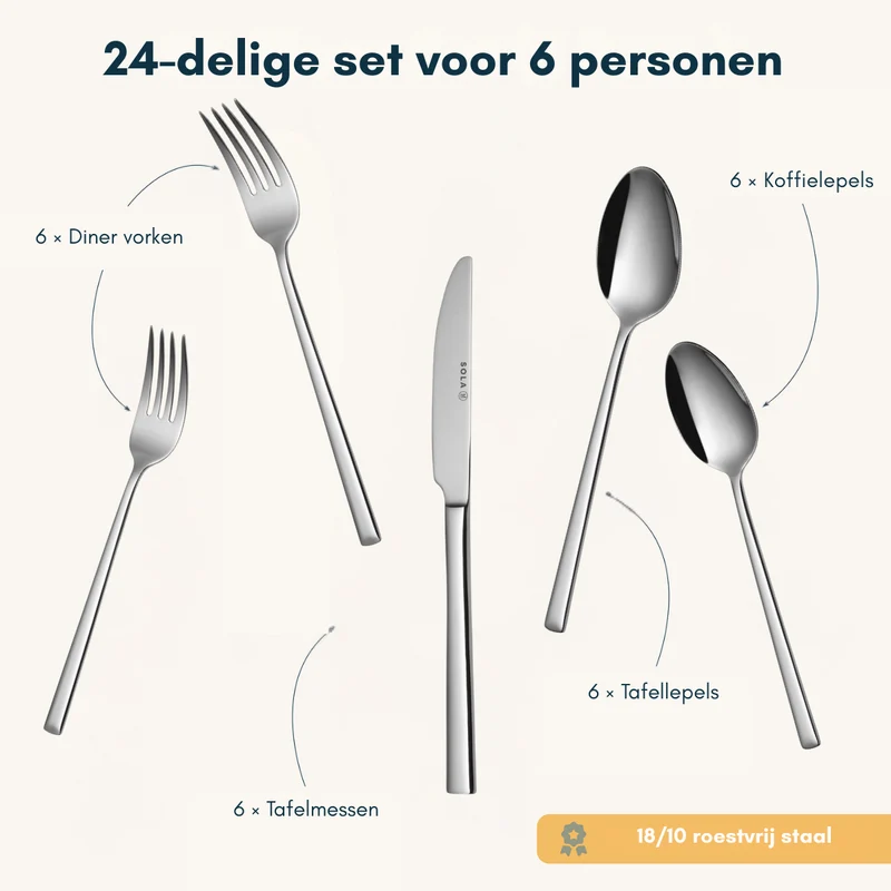 Sola Besteckset Luxor - 18/10 Edelstahl - 24-teilig / 6 Personen