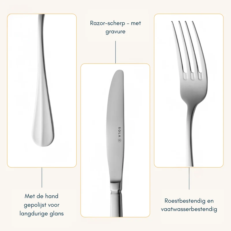Sola Besteckset Hollands Glad - 18/10 Edelstahl - 90-teilig / 9 Personen