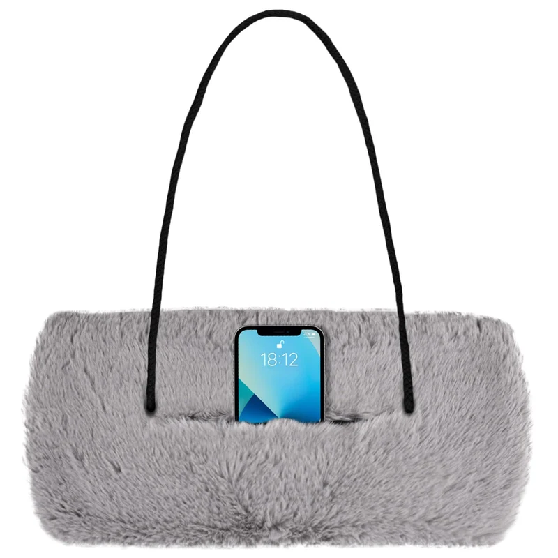 Winmany Handwärmer aus Kunstfell, für Damen, Winter, weicher Plüsch, mit Aussentasche für Handy, Sch