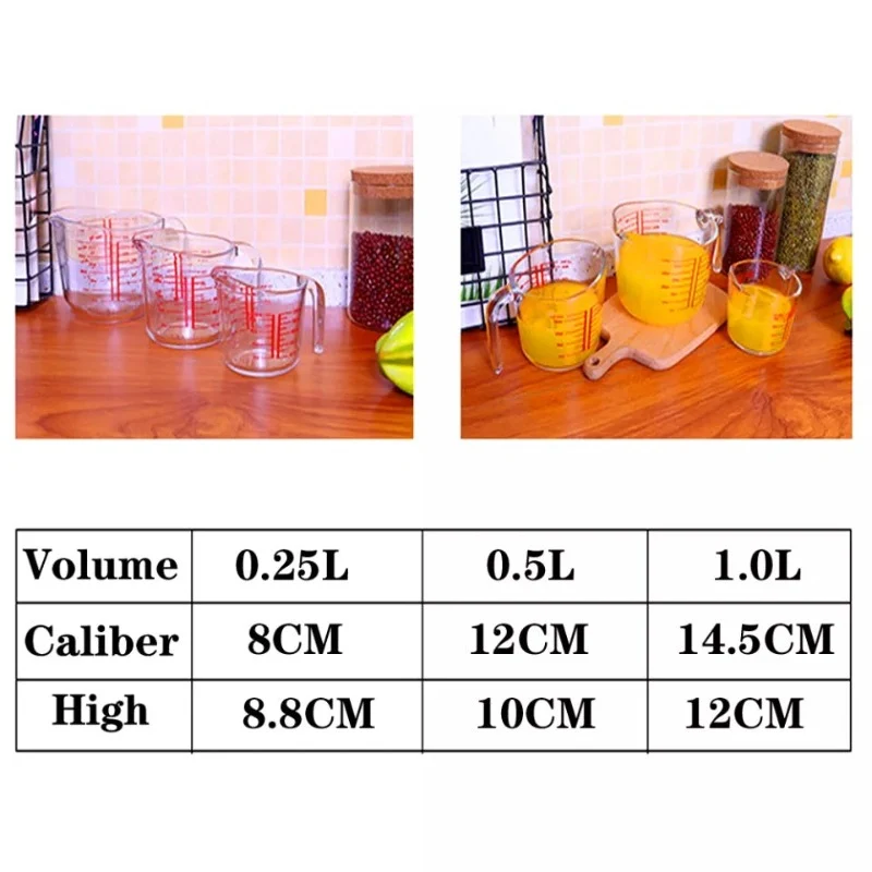 1000 ml Clear Glass Measuring Cup Pour Heat Resistant