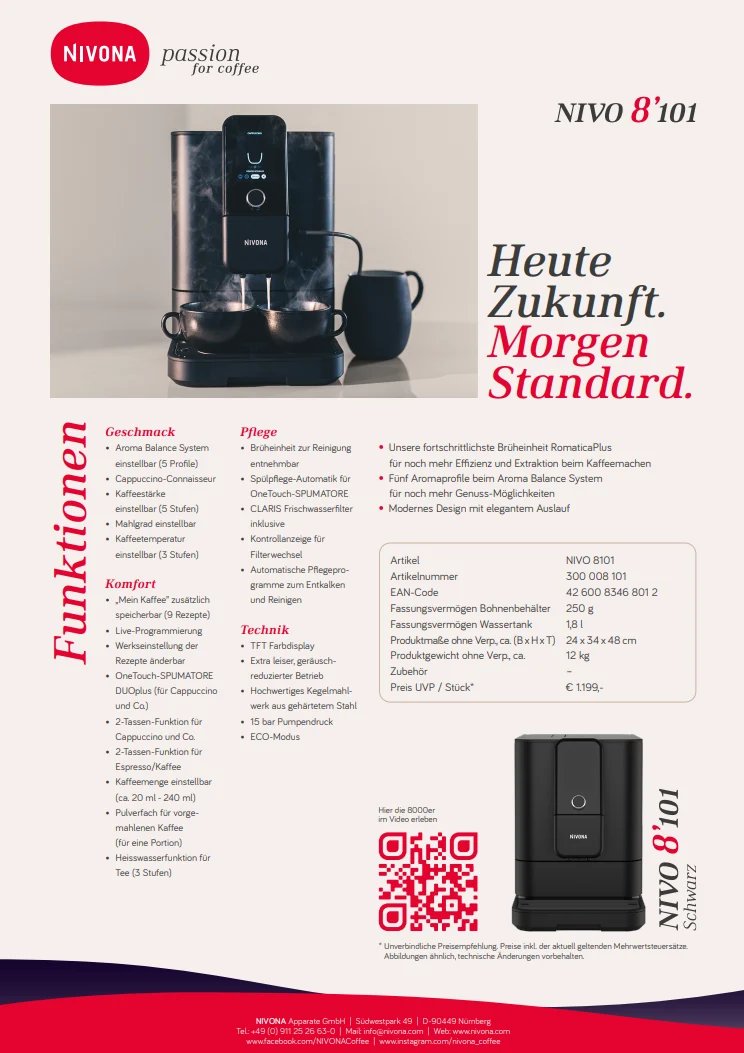 Nivona Kaffeevollautomat Nivo 8103 Titan + Starterpaket im Wert von 49 €