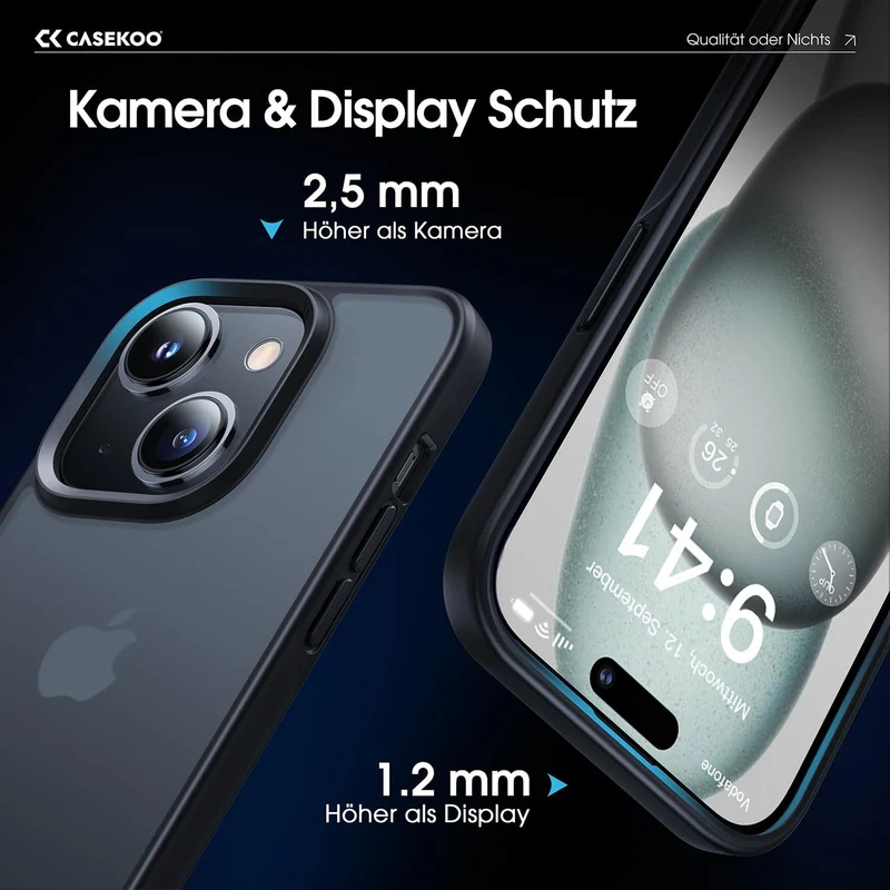 CASEKOO Matt Power für iPhone 15 Hülle [TOP Militärschutz] Stossfeste Kratzfeste Schutzhülle (Anti-F