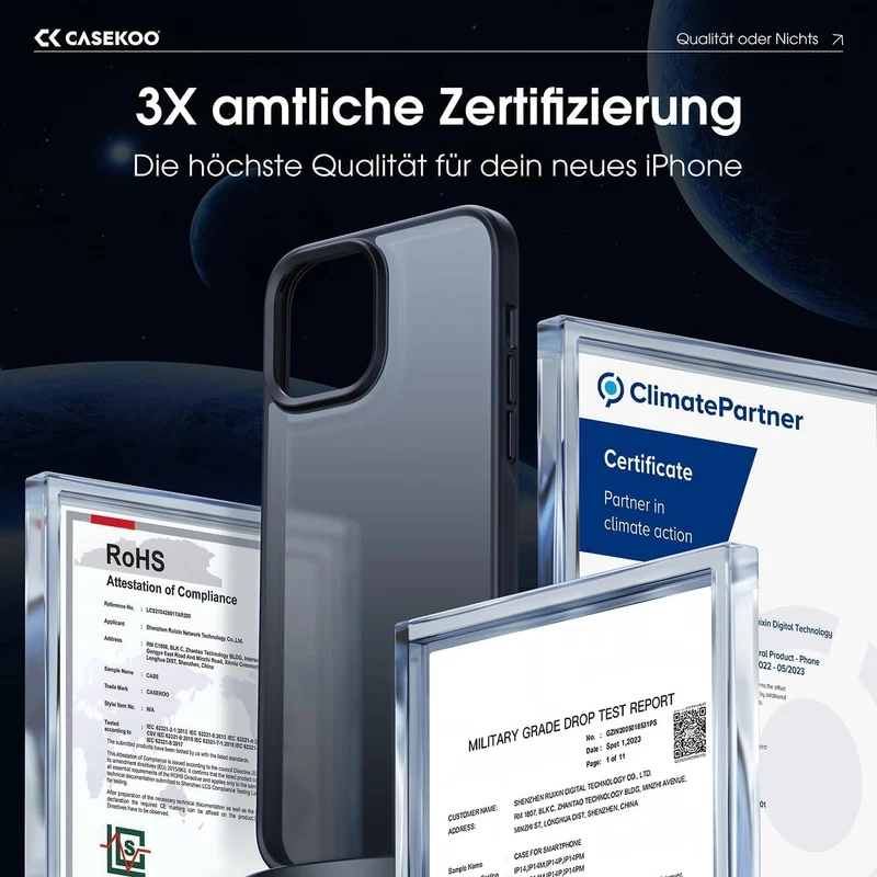 CASEKOO Matt Power für iPhone 15 Hülle [TOP Militärschutz] Stossfeste Kratzfeste Schutzhülle (Anti-F