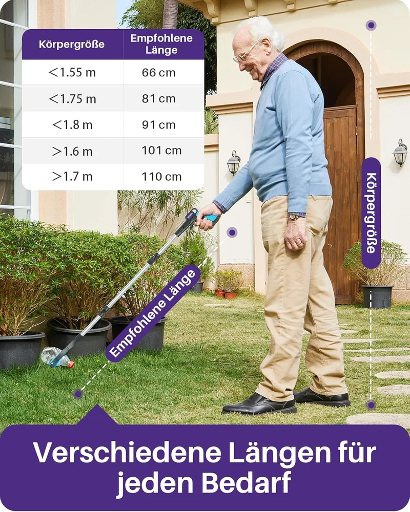 KEKOY Greifer für Senioren Testsieger 110cm Robuste Aluminium, Müllzange Greifzange Profi, Extra Lan