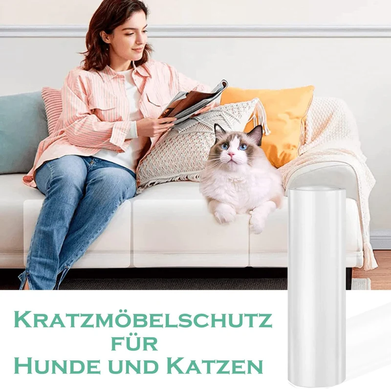 Kratzfolie Katzen Selbstklebend 40cm x 3m, Katzen Kratzschutz Sofa Transparent Kratzschutzfolie Couc