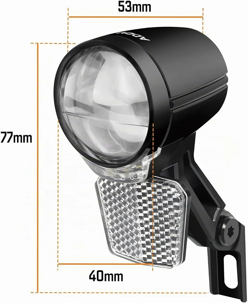 Dynamo Frontlicht 50 Lux Nova M50 – StVZO zugelassen, LED mit Doppel-Linsentechnologie, Tagfahrlicht