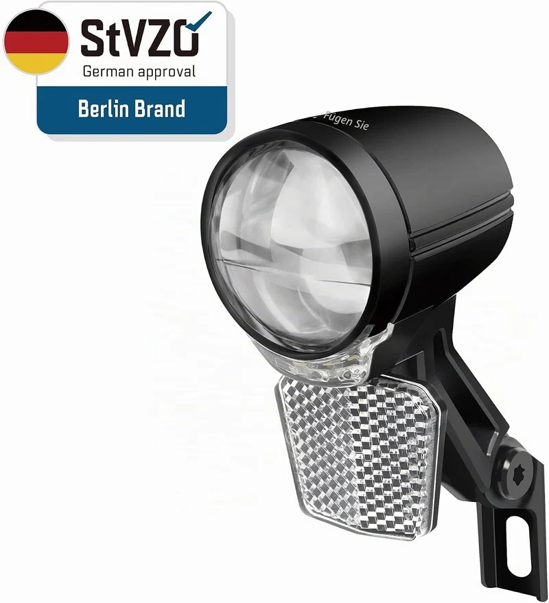 Dynamo Frontlicht 50 Lux Nova M50 – StVZO zugelassen, LED mit Doppel-Linsentechnologie, Tagfahrlicht