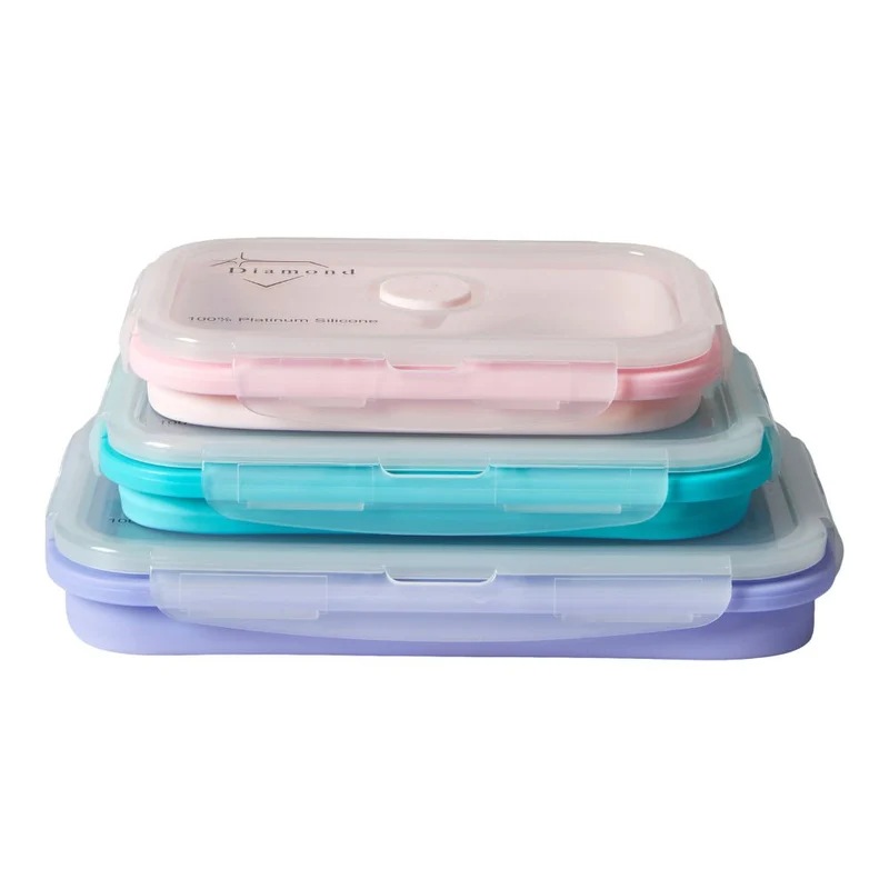 Lebensmittelaufbewahrung 3er-Set faltbar - 13/16,5/18 cm Silikon Mixfarben