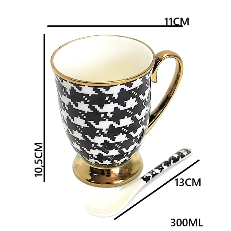 Mug Pepit Gold Handle Base Spoon Porcelain Exclusive, Queen Isabel