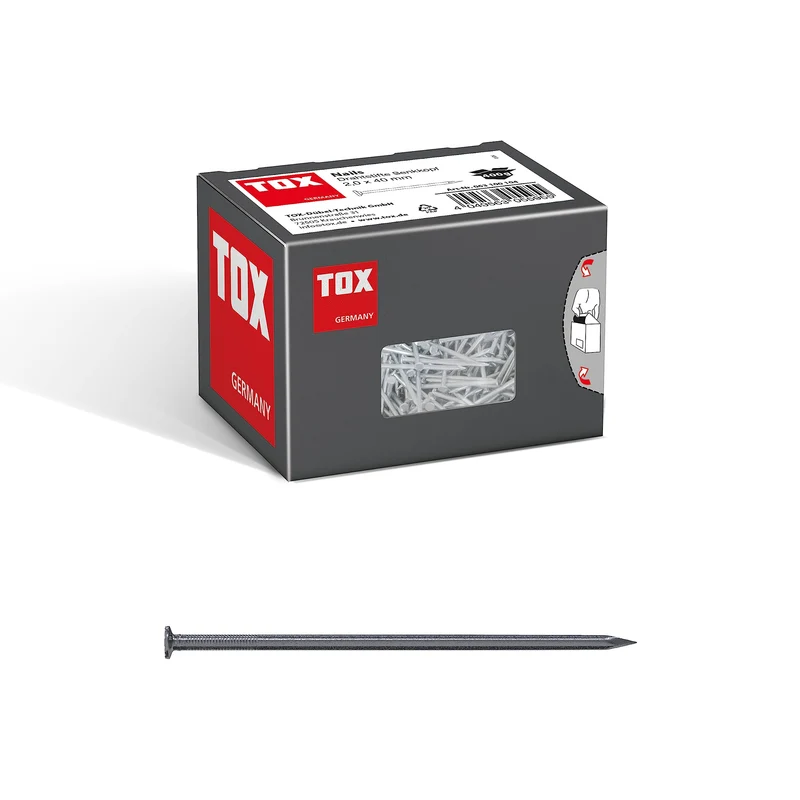 TOX Drahtstifte Nails 2,0x40 mm mit Senkkopf für einfache Holzverbindungen und ebene Flächen, univer
