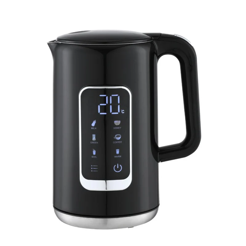Conzept Wasserkocher, schwarz, doppelwandig, 1,7 l, 2200 W mit Digitalanzeige