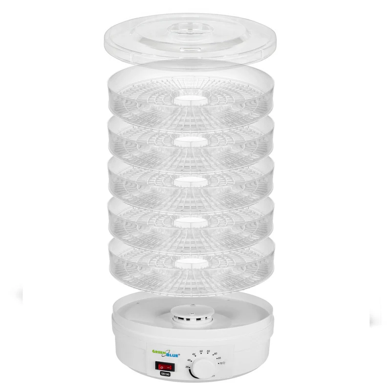 GreenBlue GB190 Food Dehydrator Fruit Vegetable 350W - 5 Trays - 35 to 70°C Temperature Control Adjustable