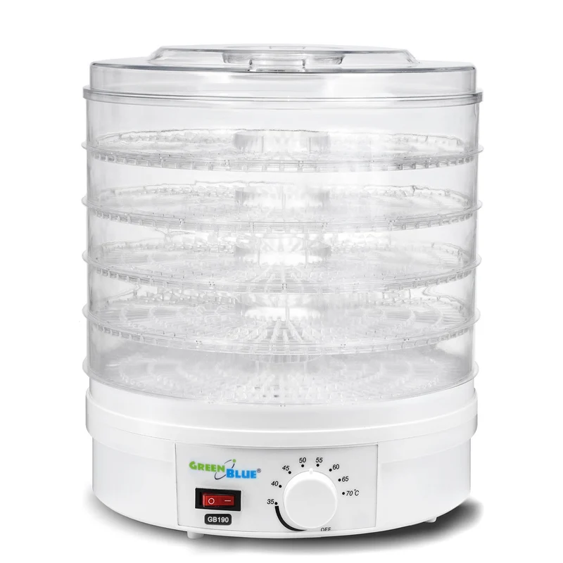 GreenBlue GB190 Food Dehydrator Fruit Vegetable 350W - 5 Trays - 35 to 70°C Temperature Control Adjustable