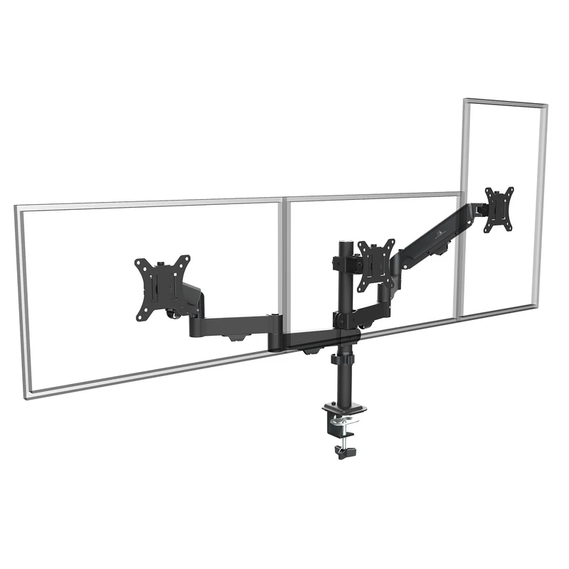 Maclean 3 monitor mount, gas spring, 17"-27", 2-8kg, black, MC-137