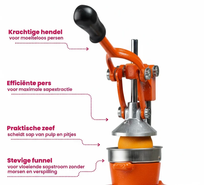 Cookinglife Zitruspresse - Gusseisen - Hebelmodell - Orange