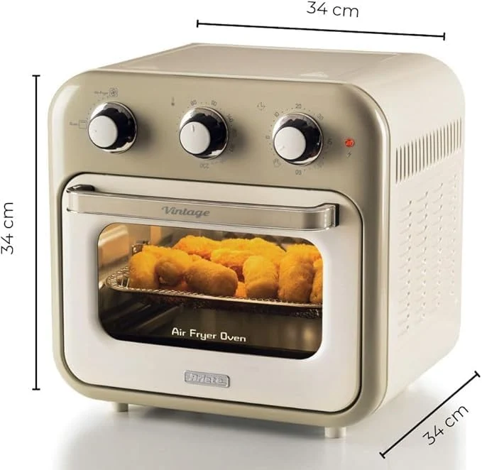 Ariete Vintage, 4632 2-in-1 Heissluftfritteuse und Ofen, 16 L Fassungsvermögen, Körbe und Drehspiess