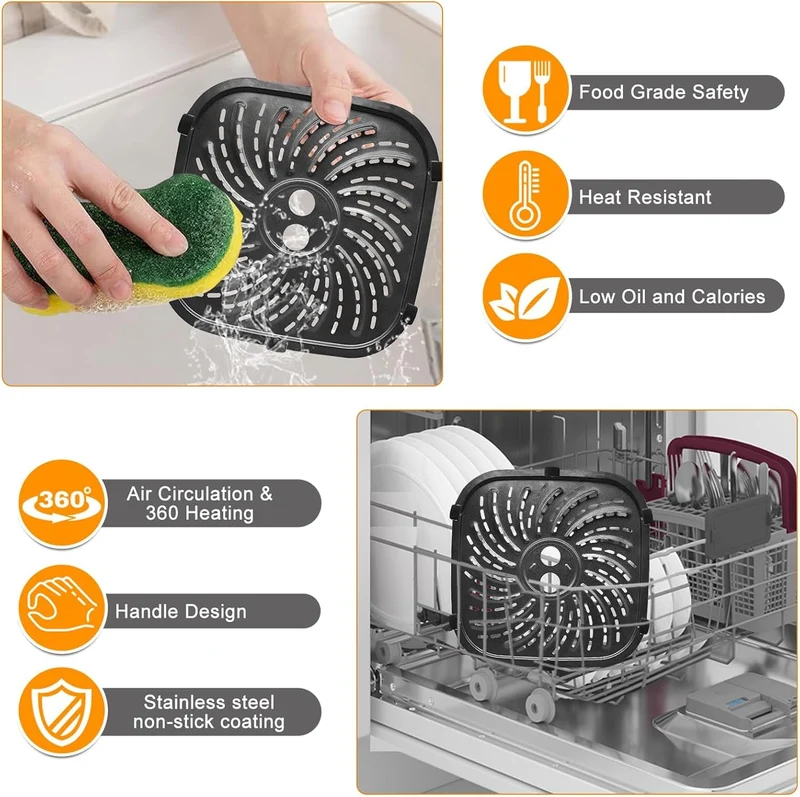 GCQ Air Fryer Zubehör für Russell Hobbs 4L 27160 Rapid Digital Air Fryer, 19 × 19 CM Lebensmittelqua