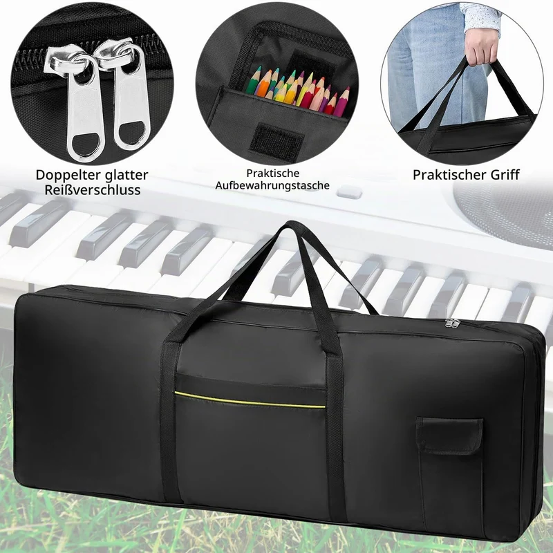 QWORK® Keyboard Tasche für 61 Tasten, 600D Oxford 100 x 39 x 13 cm Piano Keyboardtasche Tragbar mit