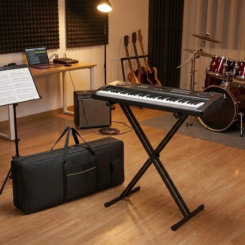 QWORK® Keyboard Tasche für 61 Tasten, 600D Oxford 100 x 39 x 13 cm Piano Keyboardtasche Tragbar mit