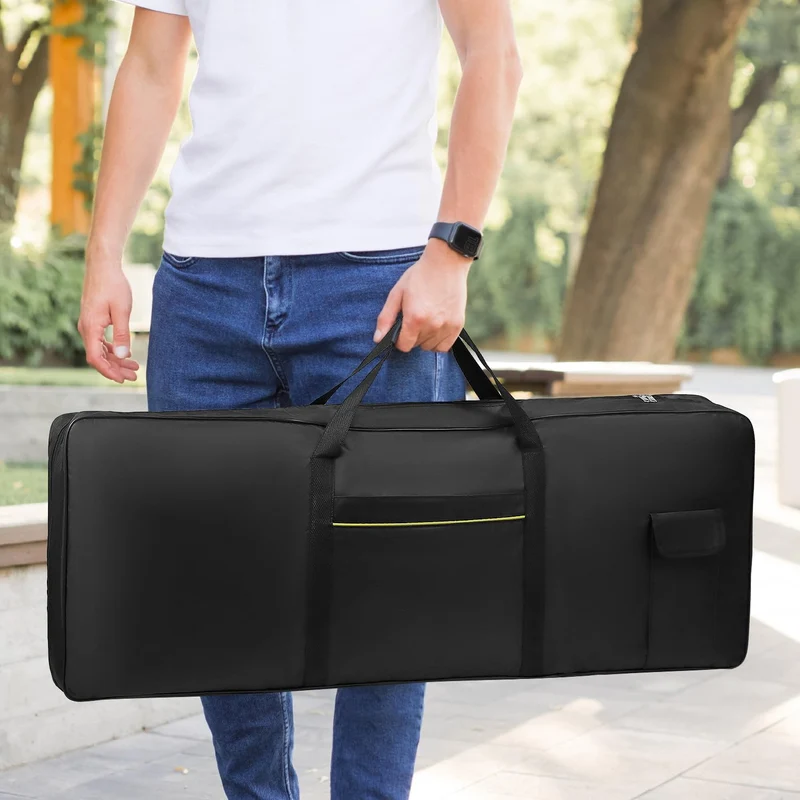 QWORK® Keyboard Tasche für 61 Tasten, 600D Oxford 100 x 39 x 13 cm Piano Keyboardtasche Tragbar mit