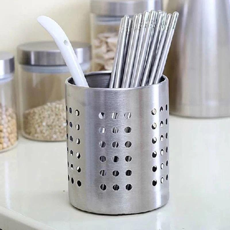 Stainless Steel Utensil Holder 12cm (Cutlery Caddy & Countertop Kitchen Organizer)