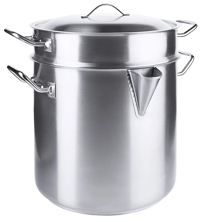 Edelstahl Simmertopf groß Ø 24-32 cm mit Einsatz & Deckel