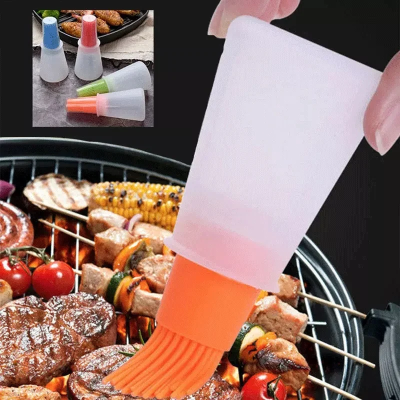 Portable Silicone Oil Bottle with Brush