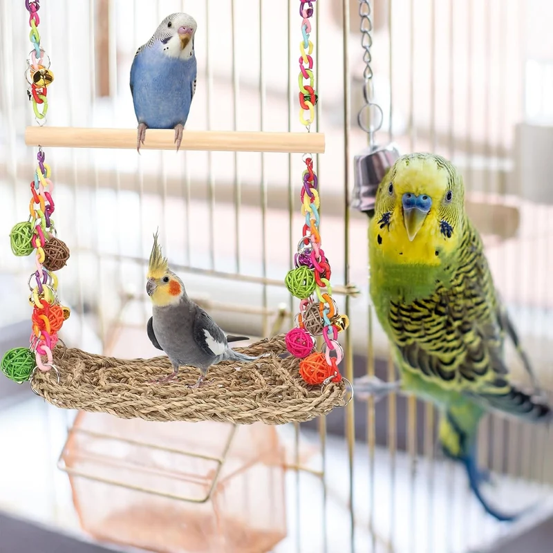 Wellensittich Spielzeug, Papagei Spielzeug, Wellensittich Schaukel Vogelkäfig Zubehör Vogelspielzeug