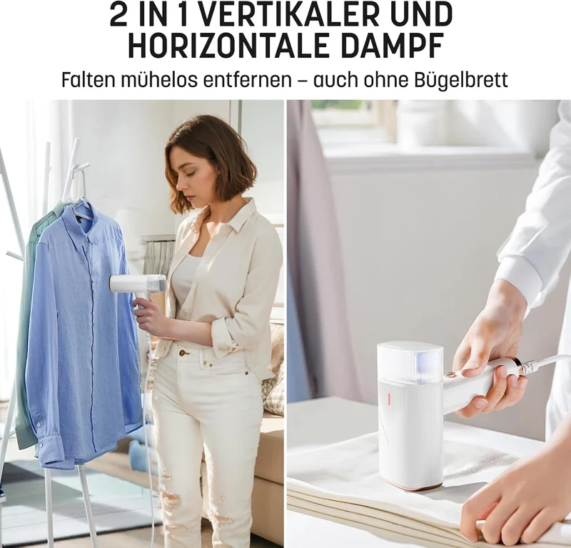 Dampfglätter Steamer Dampfbügler Faltbar - 1200 W, Kompakt und Faltbar, 120ml Wassertank konstante D