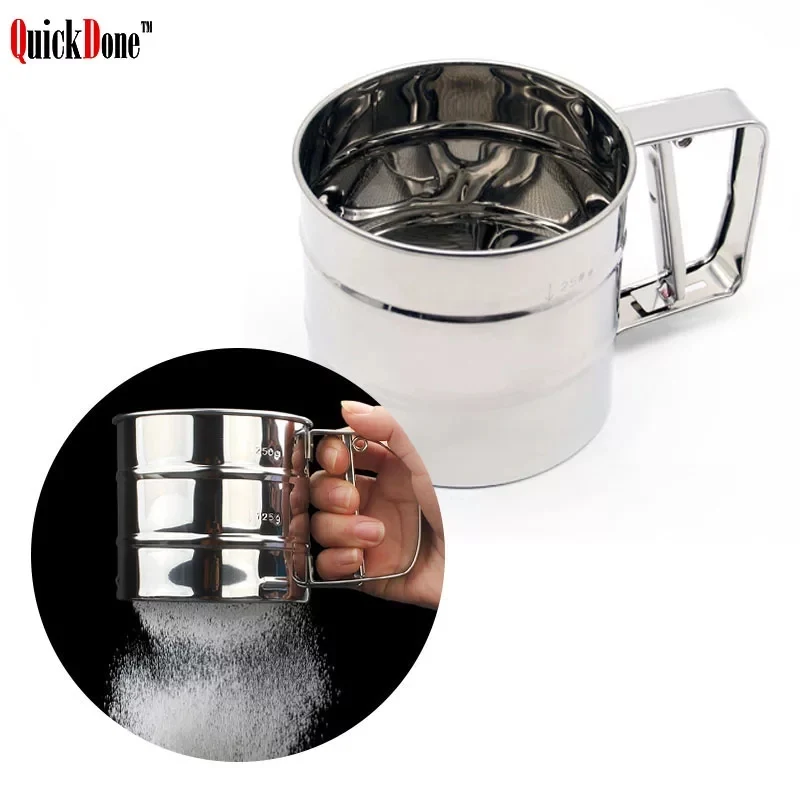 Stainless Steel Flour Sieve Sifter with Turning Crank